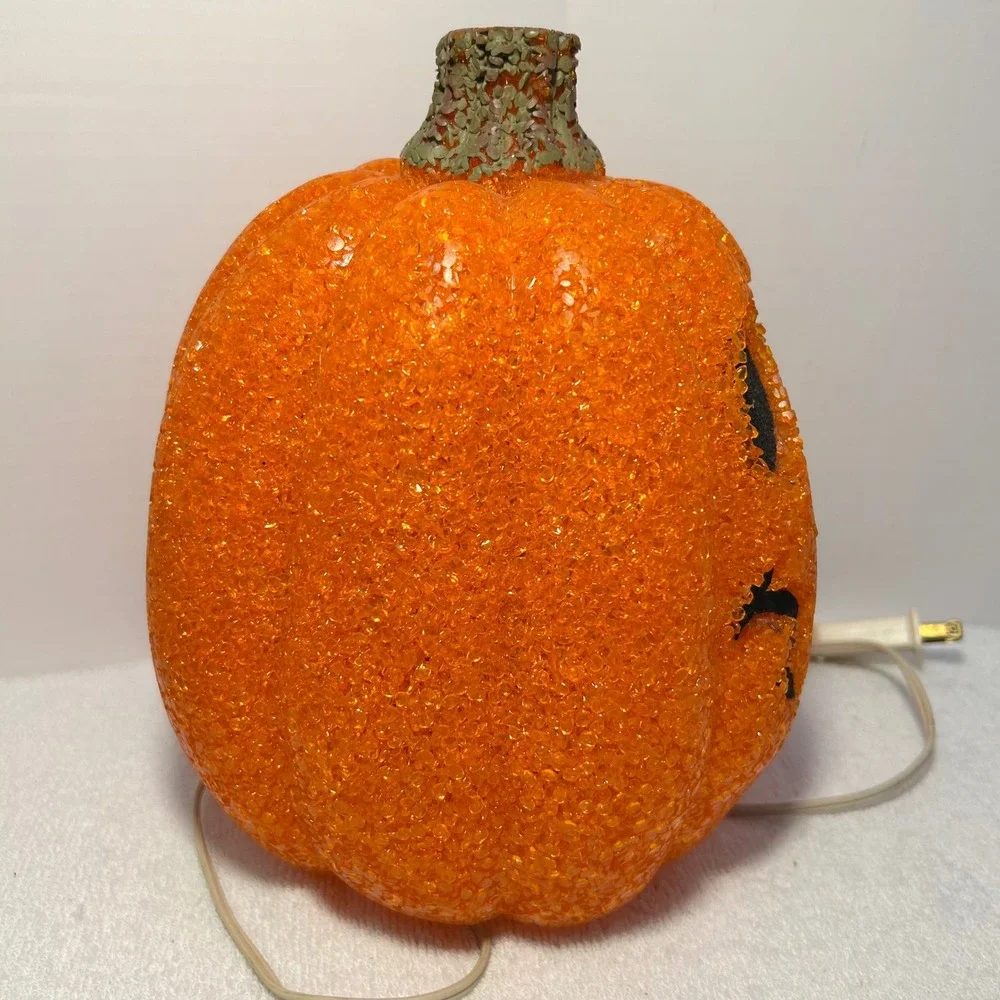 Vintage Kmart Seasons Popcorn Plastic Pumpkin Halloween Light Up Jack O Lantern